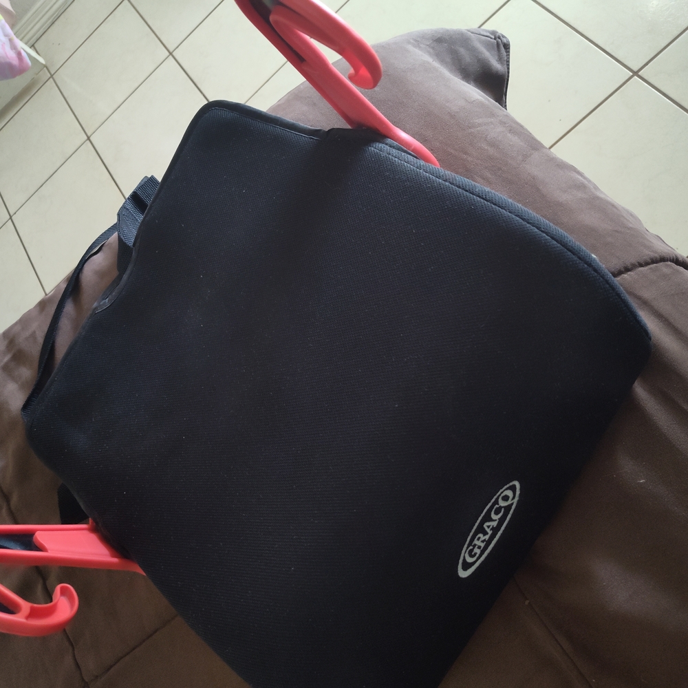 Black Stroller Organizer with Red Hooks